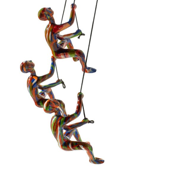 Climbing Man Home Decor Classic Wall-Art Sculpture | 3-Piece | Multicolor - Picture 2 of 3